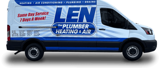 Len the Plumber commercial truck on transparent background. 