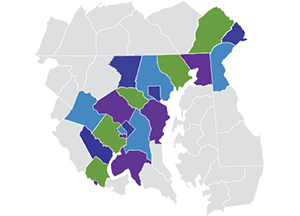 Graphic of a map with Len The Plumber's service area highlighted which includes Baltimore County, Howard County, and more.